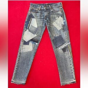 Polo by Ralph Lauren Blue Patchwork Boyfriend Jeans